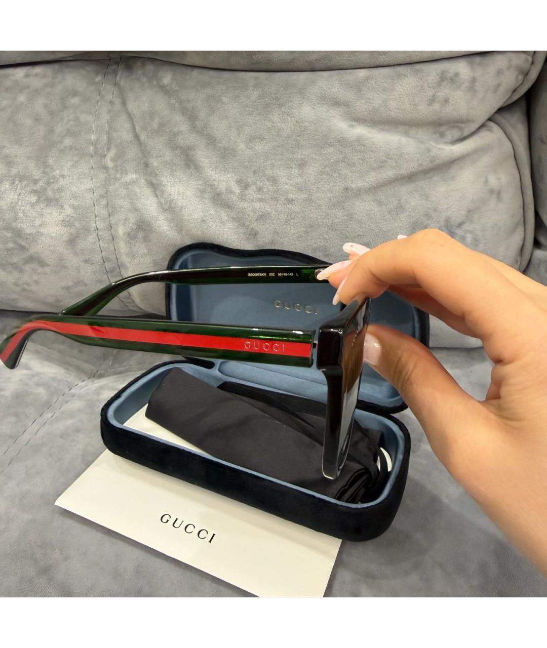 GUCCI Черные пластиковые солнцезащитные очки, фото 3