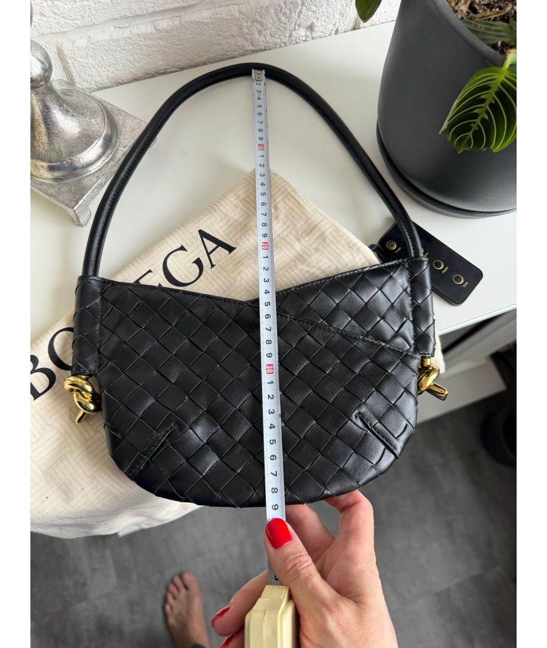 BOTTEGA VENETA Черная кожаная сумка через плечо, фото 8