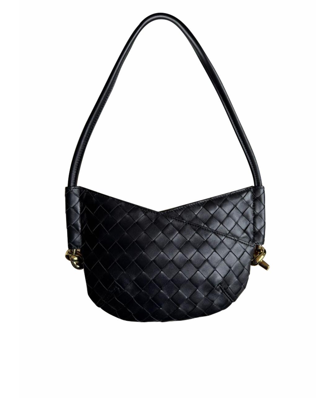 BOTTEGA VENETA Черная кожаная сумка через плечо, фото 1