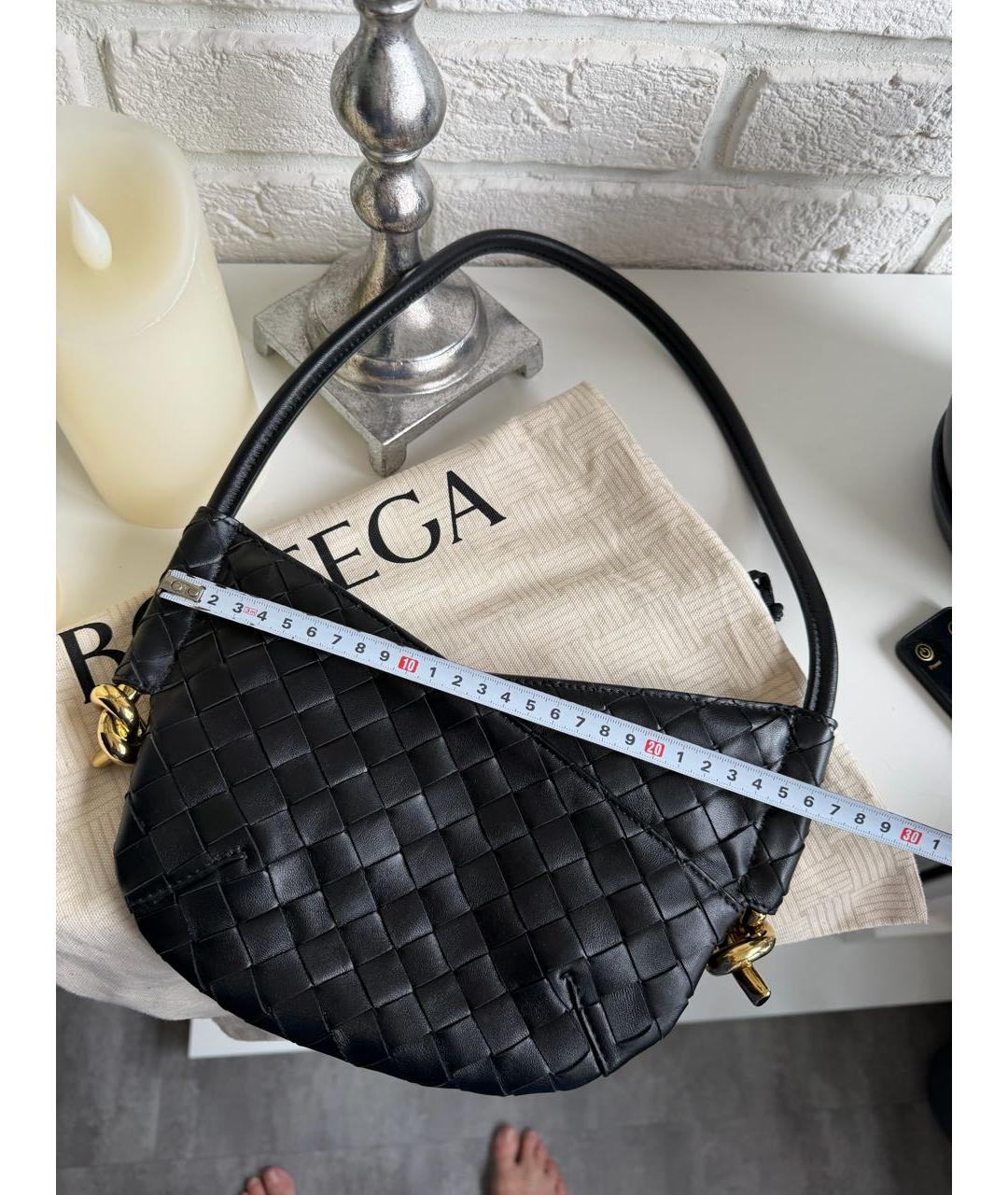 BOTTEGA VENETA Черная кожаная сумка через плечо, фото 6