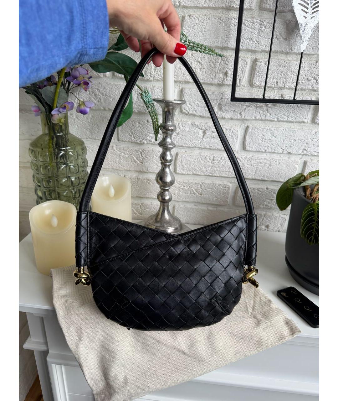 BOTTEGA VENETA Черная кожаная сумка через плечо, фото 2