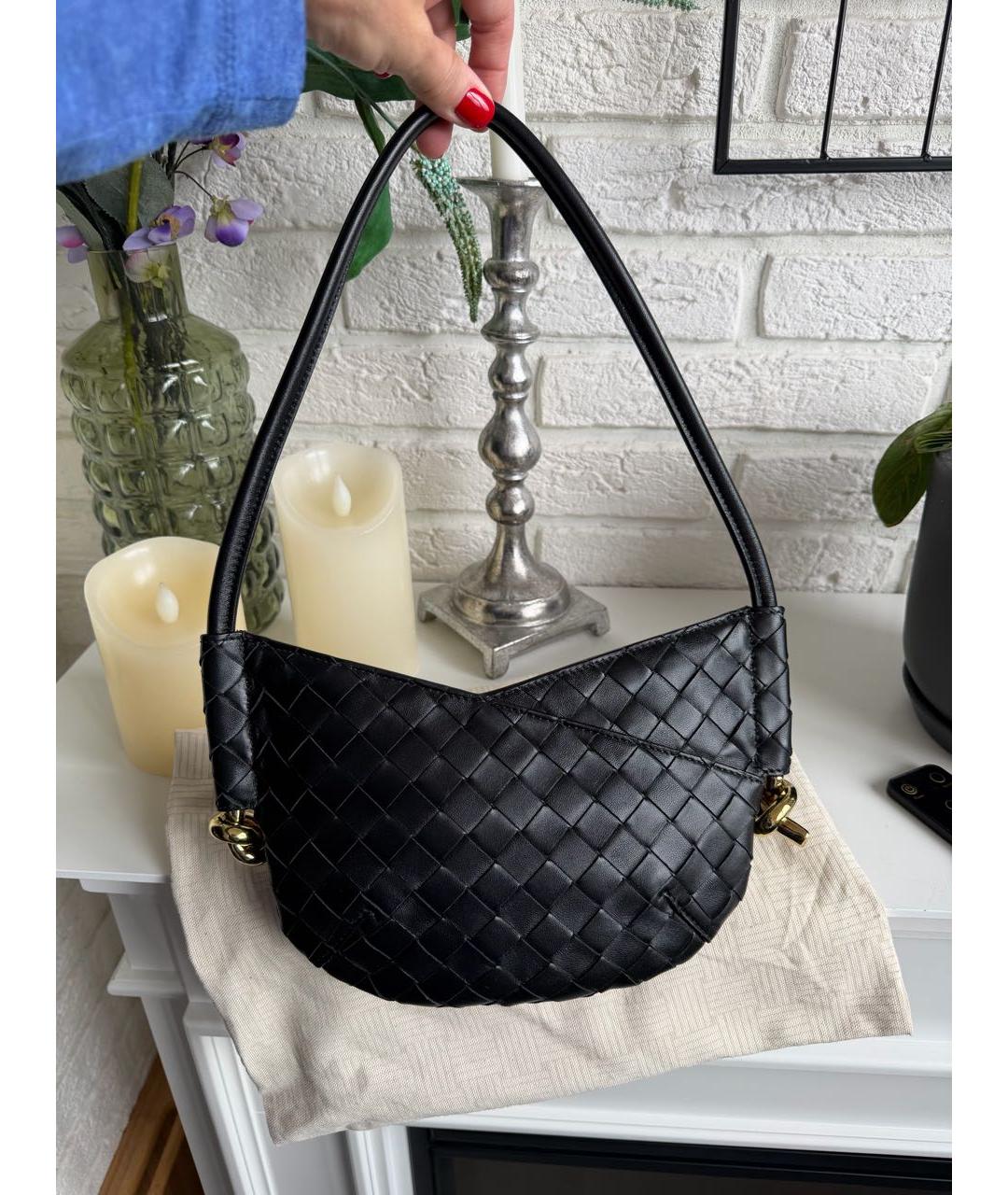 BOTTEGA VENETA Черная кожаная сумка через плечо, фото 9