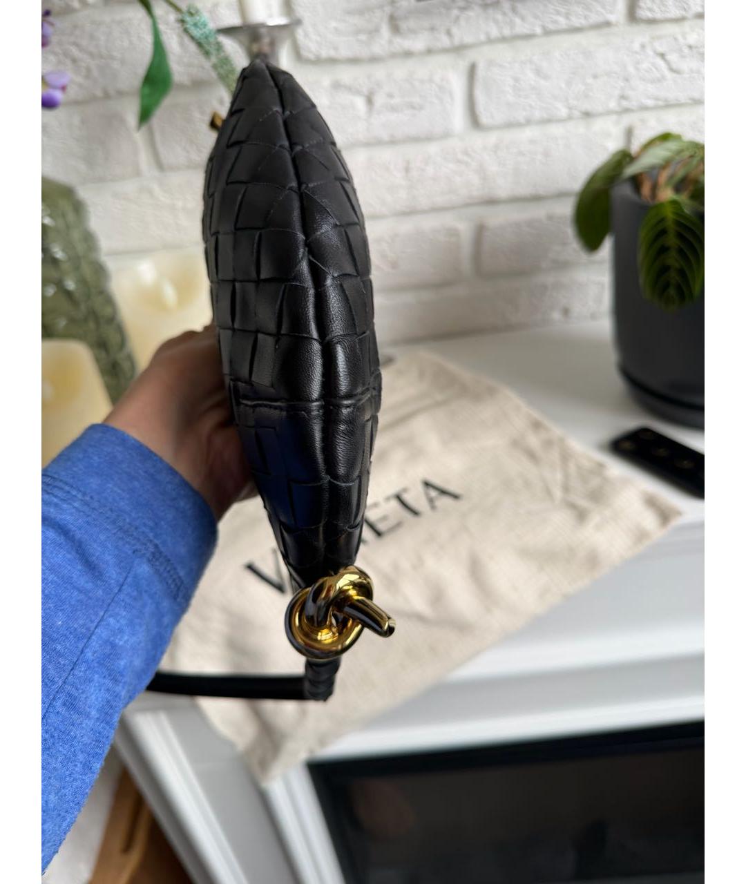 BOTTEGA VENETA Черная кожаная сумка через плечо, фото 3