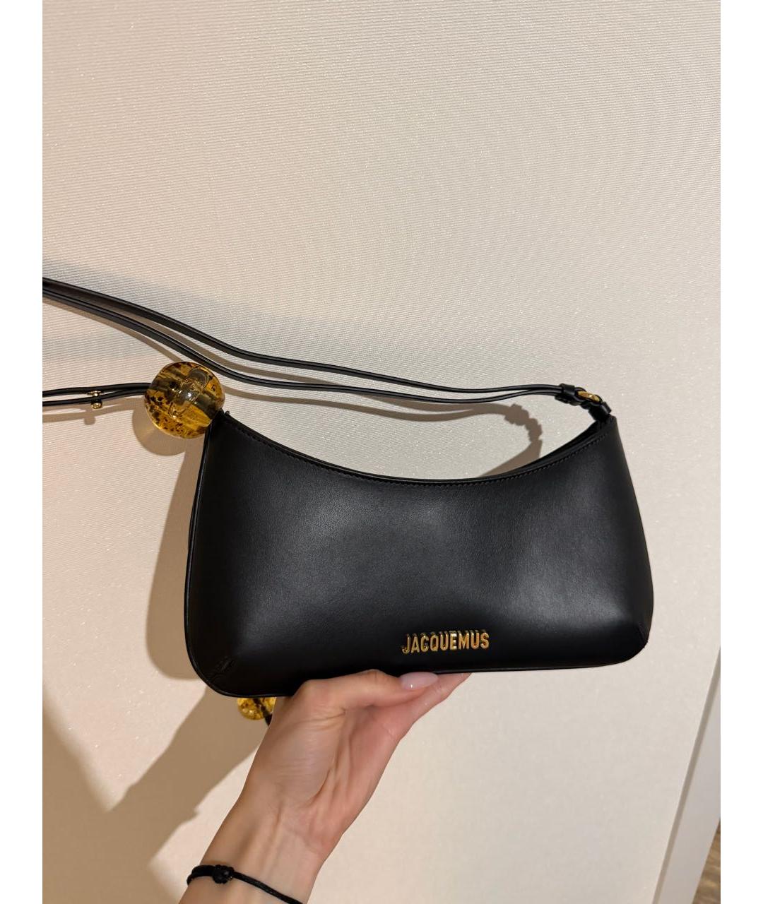 JACQUEMUS Черная кожаная сумка с короткими ручками, фото 3