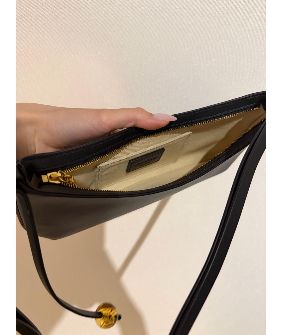 JACQUEMUS Черная кожаная сумка с короткими ручками, фото 6