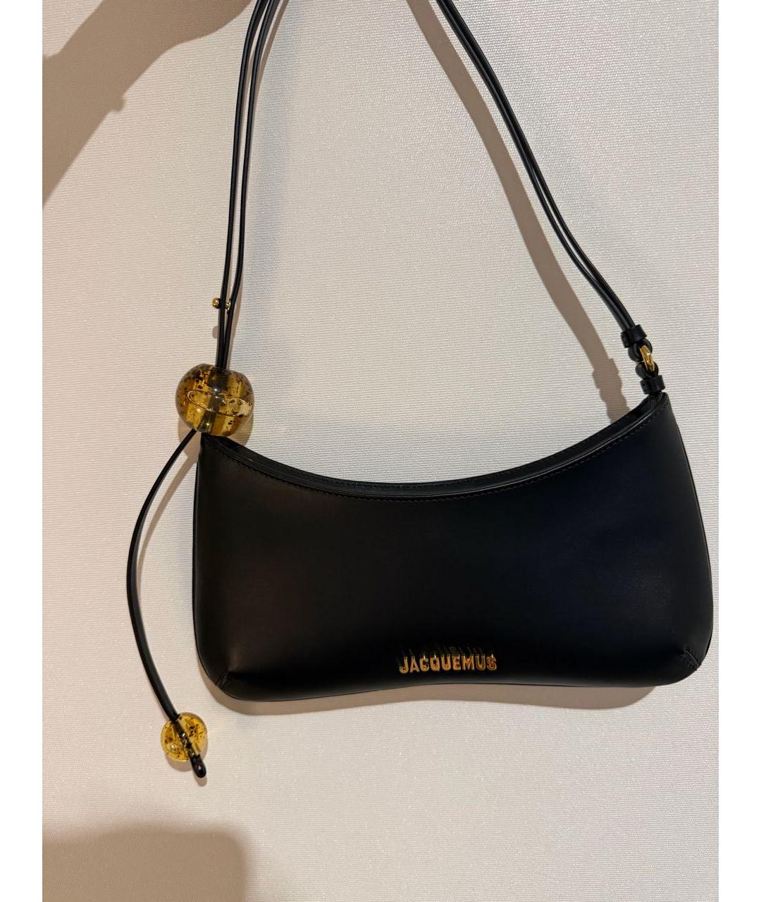 JACQUEMUS Черная кожаная сумка с короткими ручками, фото 7