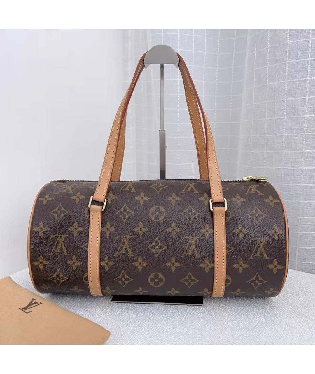 LOUIS VUITTON Коричневая кожаная сумка с короткими ручками, фото 2