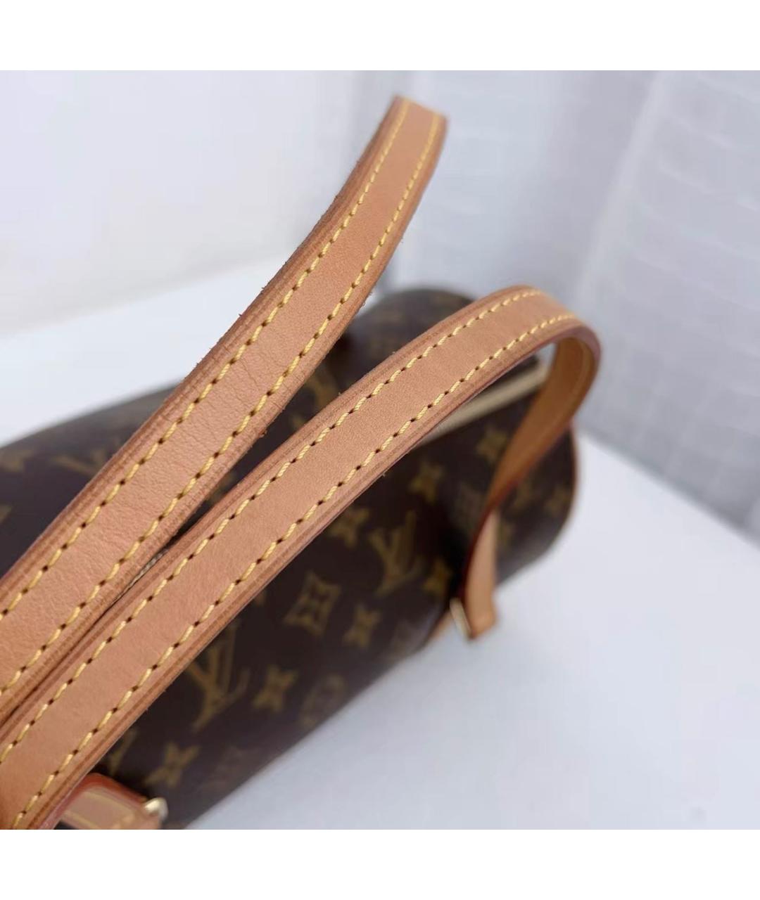 LOUIS VUITTON Коричневая кожаная сумка с короткими ручками, фото 6