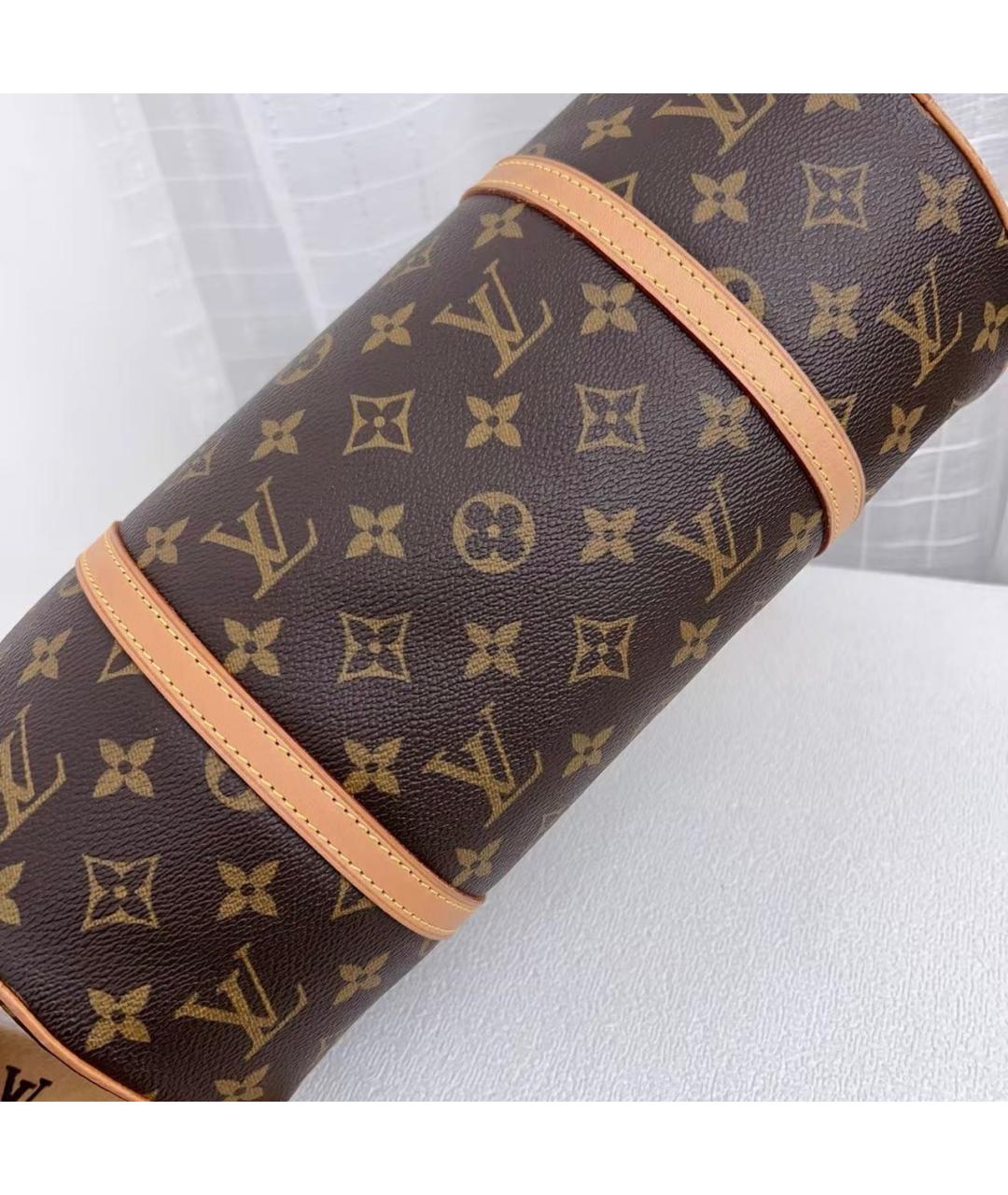 LOUIS VUITTON Коричневая кожаная сумка с короткими ручками, фото 3