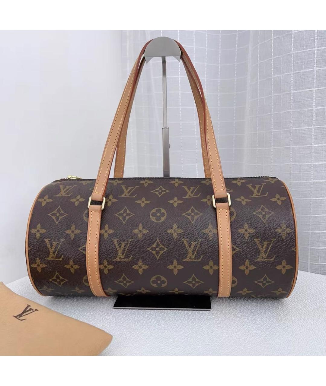 LOUIS VUITTON Коричневая кожаная сумка с короткими ручками, фото 8