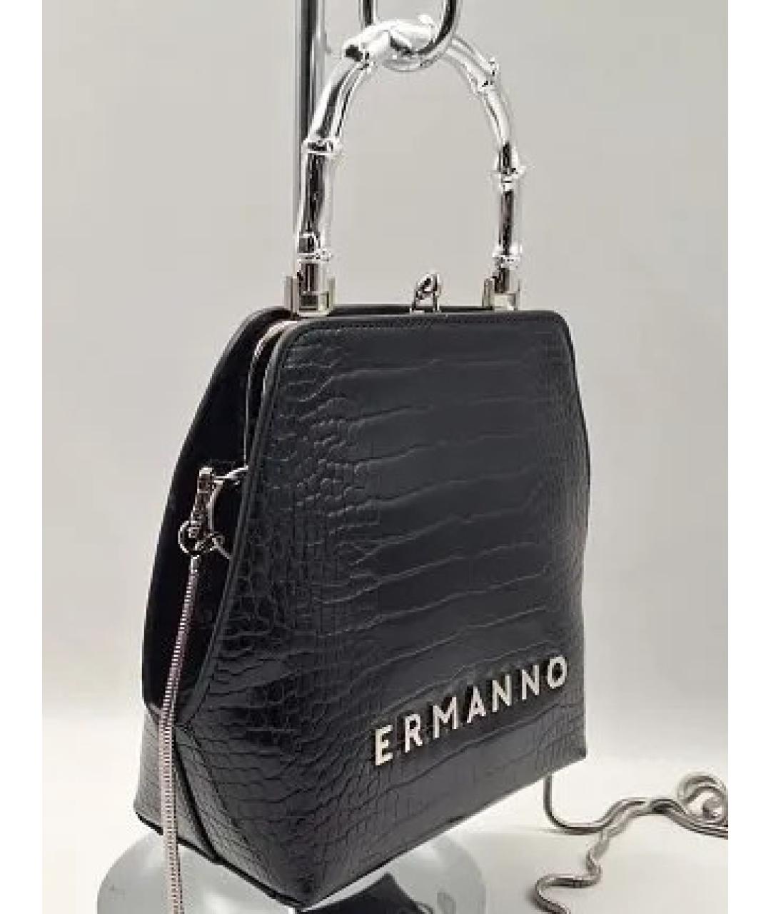 ERMANNO FIRENZE Черная сумка через плечо из лакированной кожи, фото 5