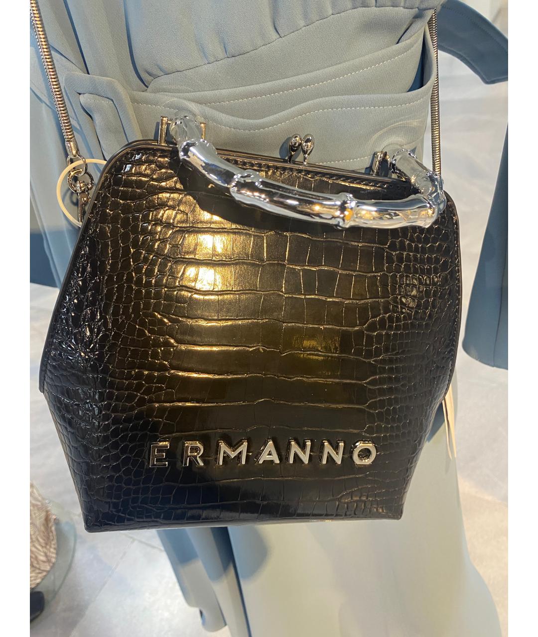 ERMANNO FIRENZE Черная сумка через плечо из лакированной кожи, фото 2