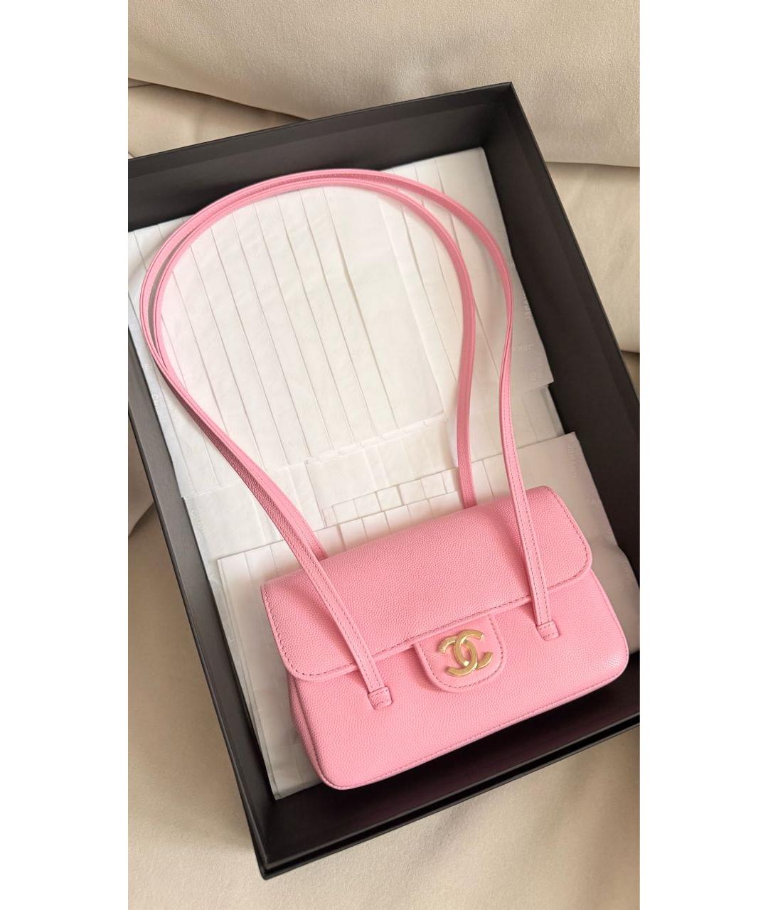 CHANEL Розовая кожаная сумка через плечо, фото 3
