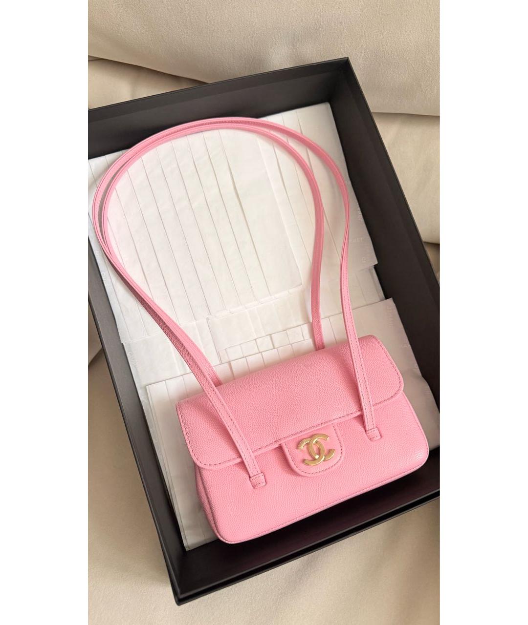 CHANEL Розовая кожаная сумка через плечо, фото 2