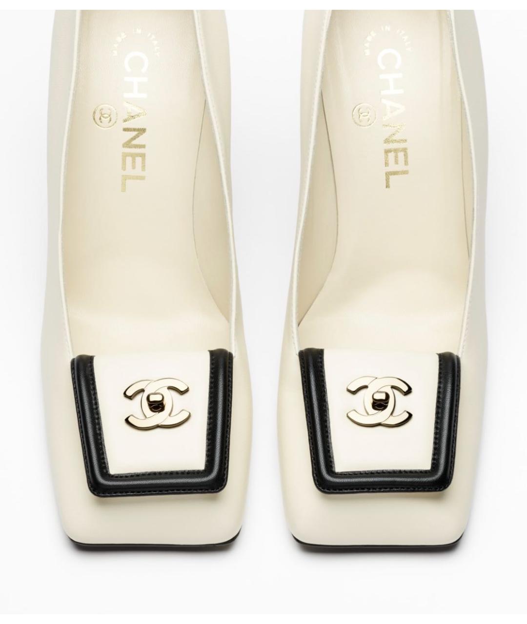 CHANEL Белые кожаные туфли, фото 4