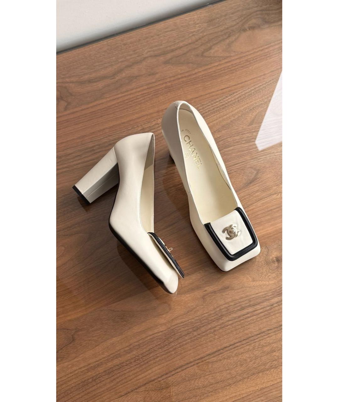 CHANEL Белые кожаные туфли, фото 5