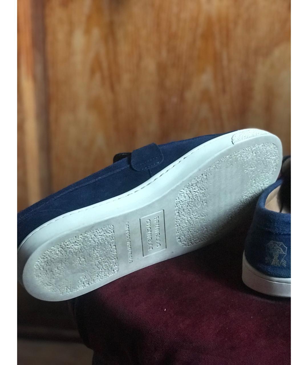 BRUNELLO CUCINELLI Темно-синие замшевые лоферы, фото 3