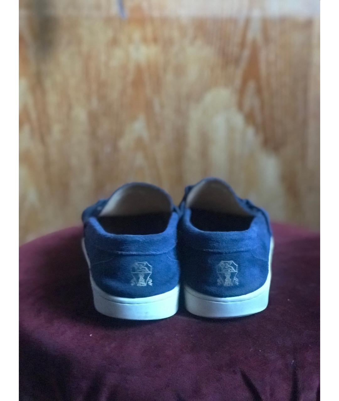 BRUNELLO CUCINELLI Темно-синие замшевые лоферы, фото 2