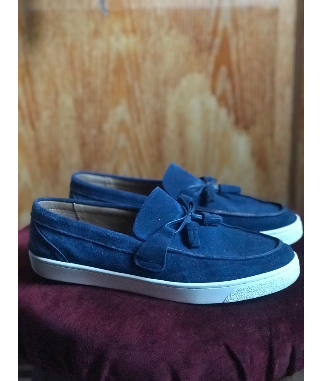 BRUNELLO CUCINELLI Темно-синие замшевые лоферы, фото 4