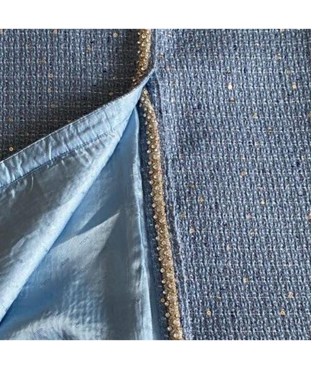 MAJE Голубая твидовая юбка миди, фото 4