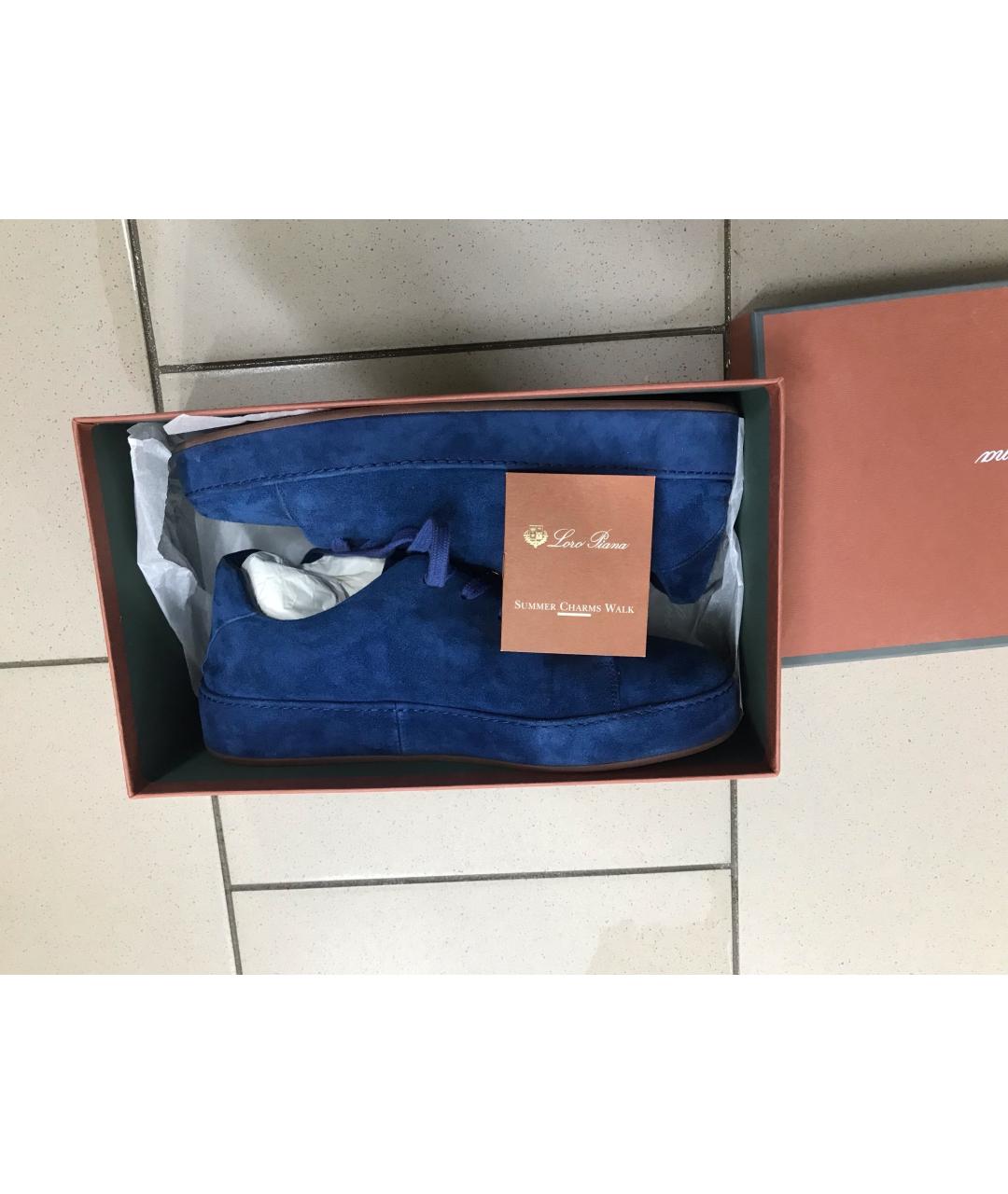 LORO PIANA Синие замшевые лоферы, фото 3