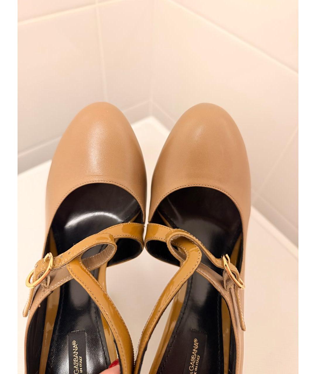 DOLCE&GABBANA Горчичные кожаные туфли, фото 4