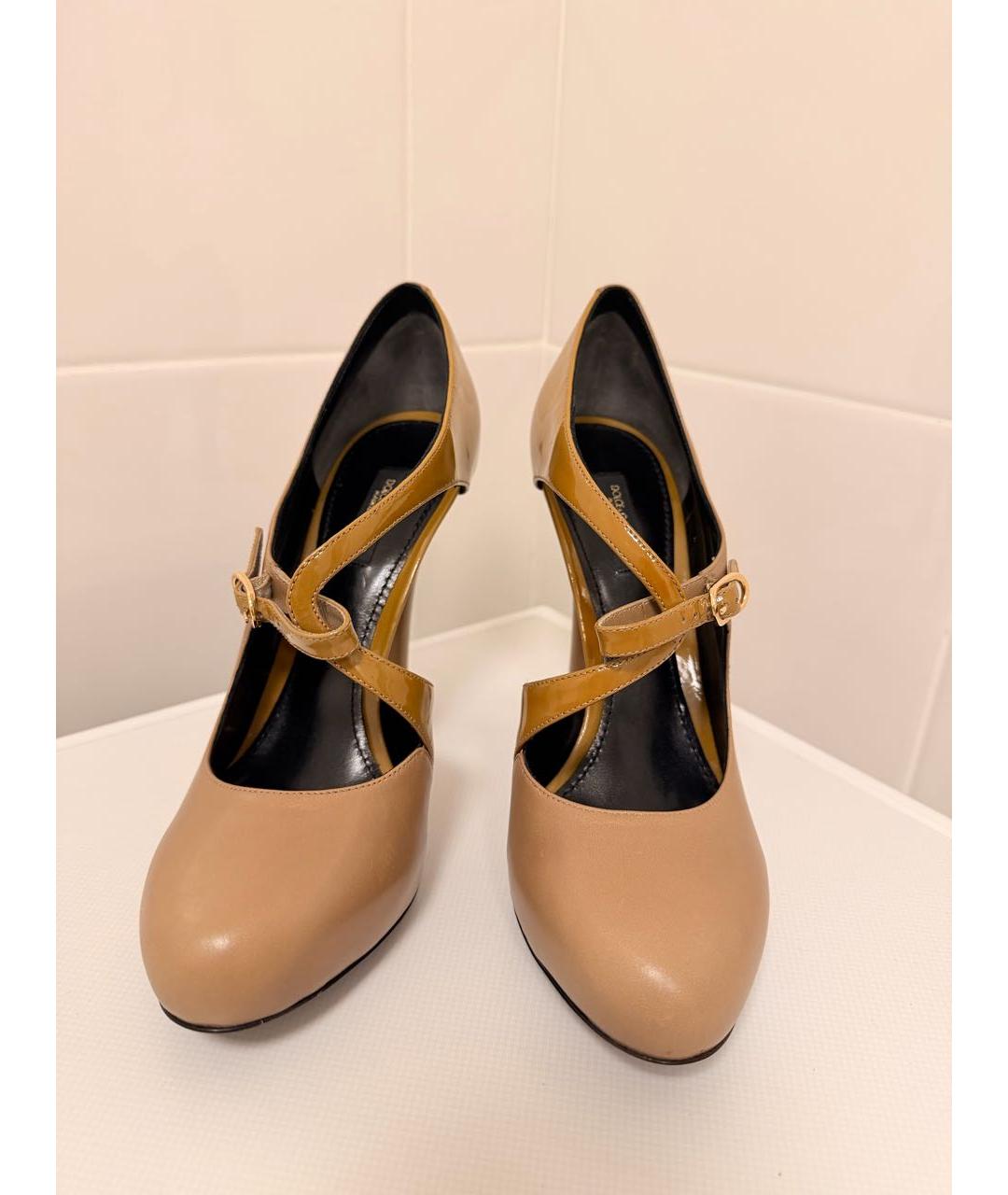 DOLCE&GABBANA Горчичные кожаные туфли, фото 2
