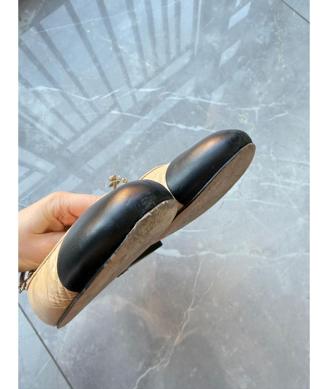 CHANEL Бежевые кожаные балетки, фото 7