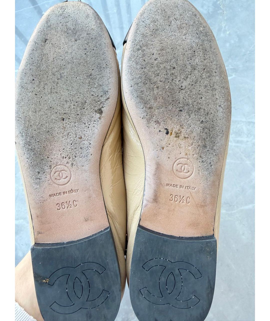 CHANEL Бежевые кожаные балетки, фото 5