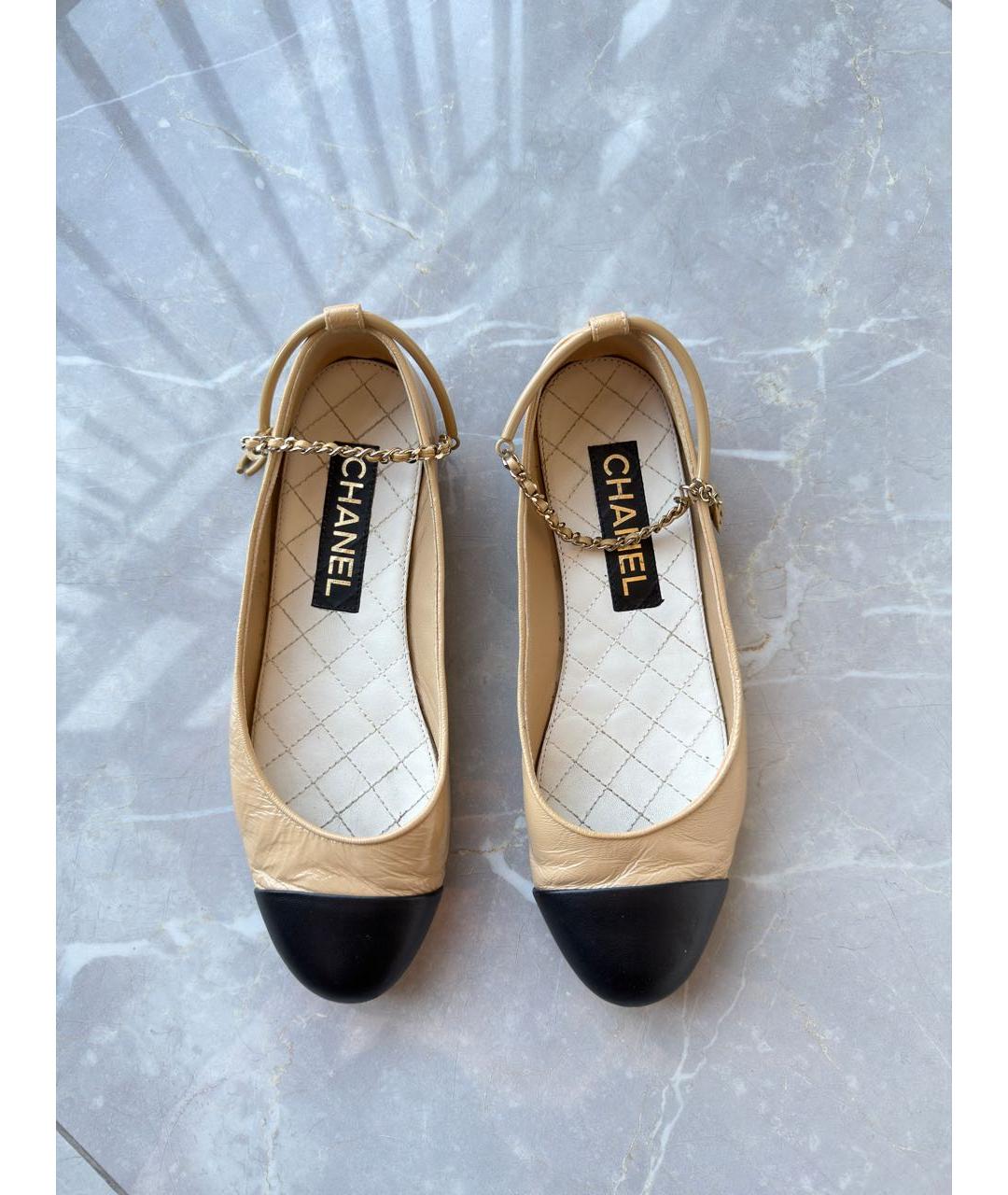 CHANEL Бежевые кожаные балетки, фото 8