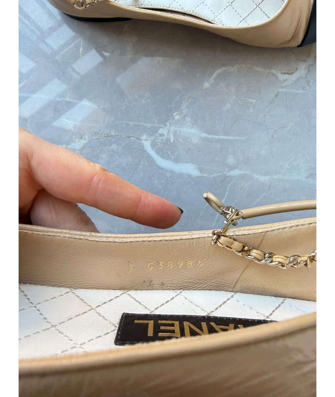 CHANEL Бежевые кожаные балетки, фото 4