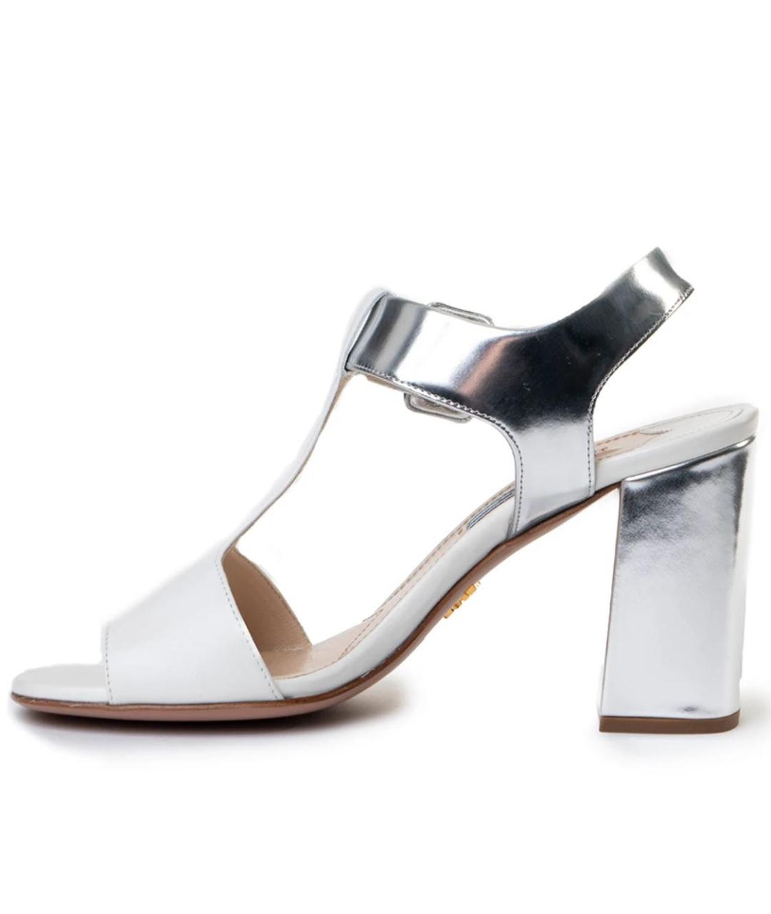 PRADA Белые кожаные босоножки, фото 7