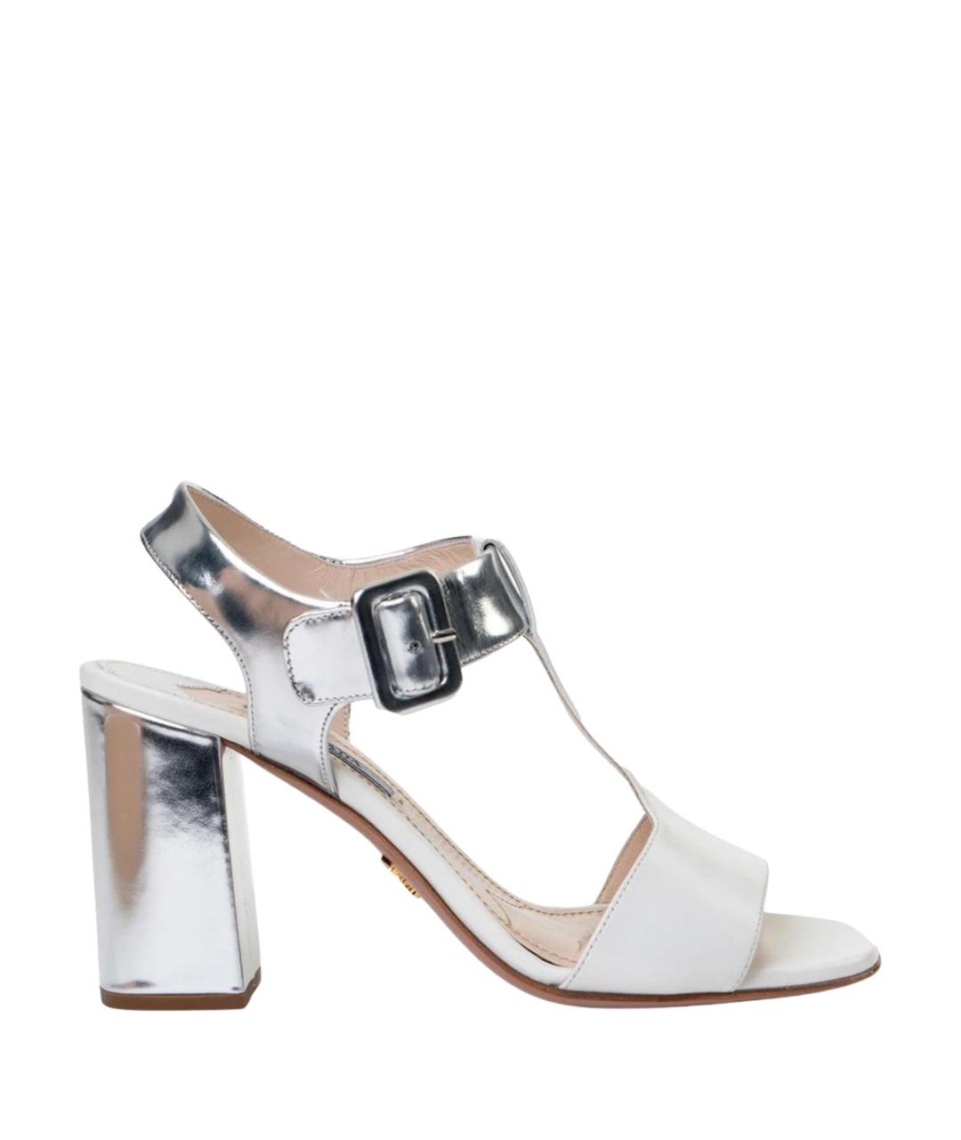 PRADA Белые кожаные босоножки, фото 2