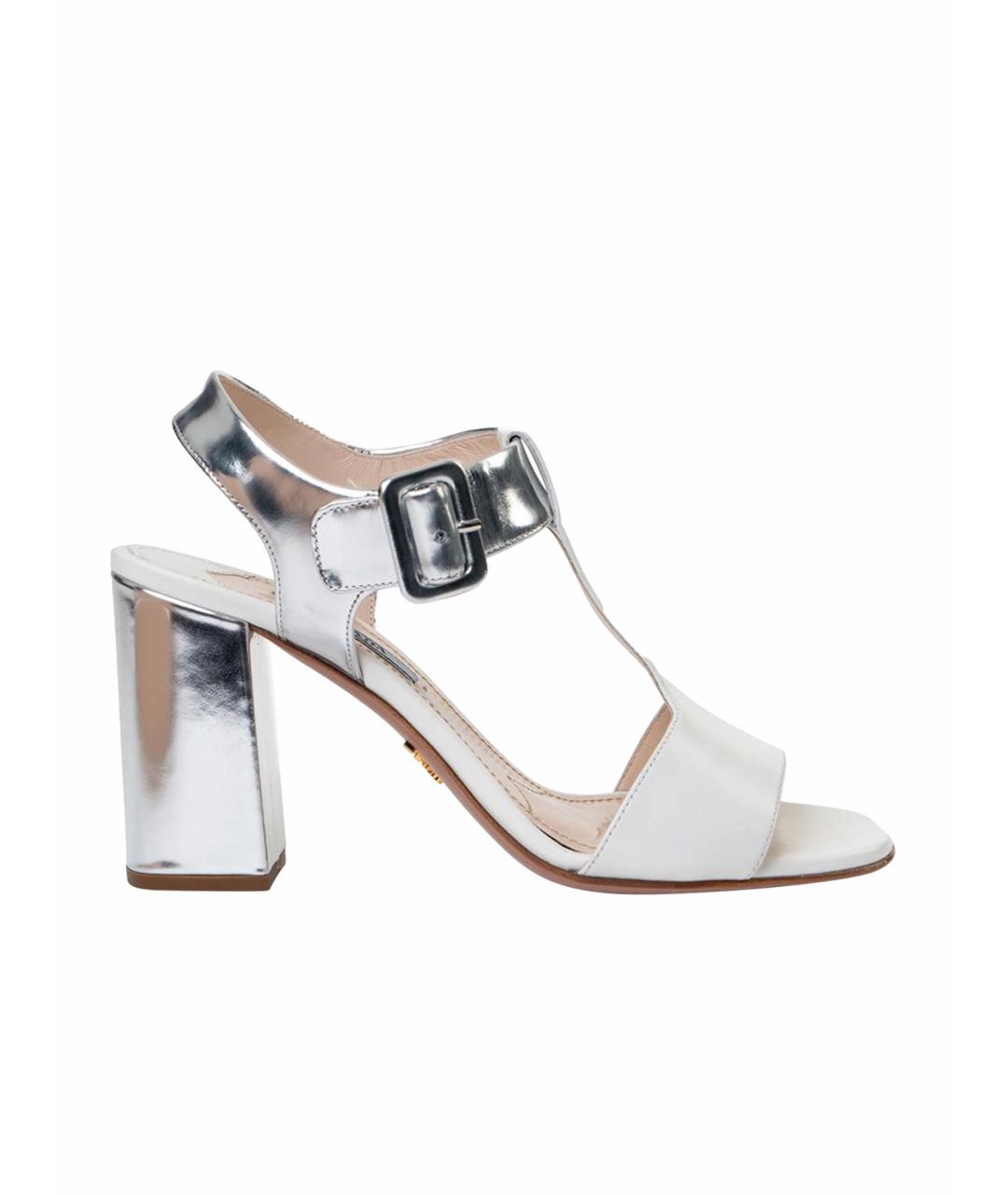 PRADA Белые кожаные босоножки, фото 1