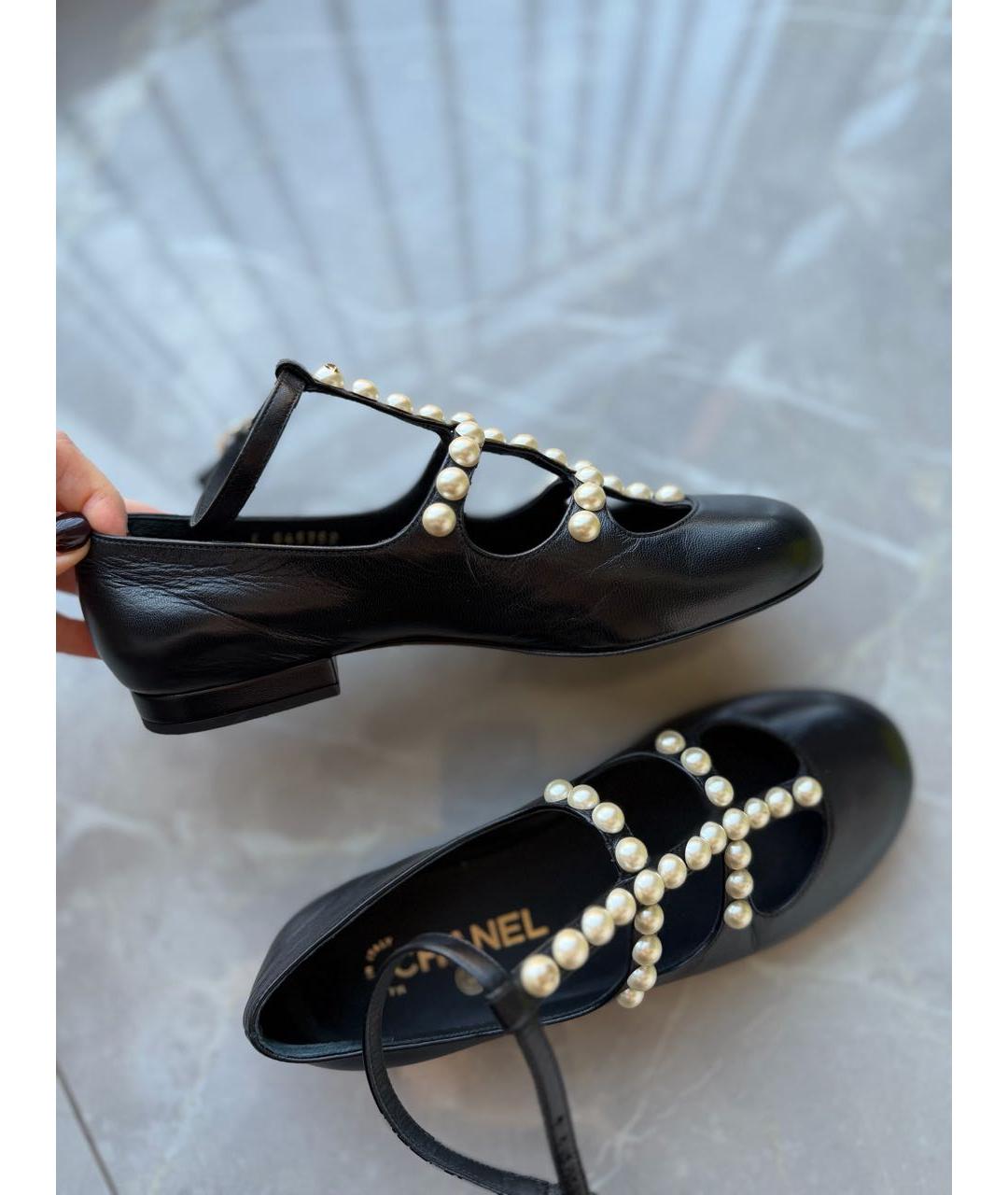 CHANEL Черные кожаные балетки, фото 8