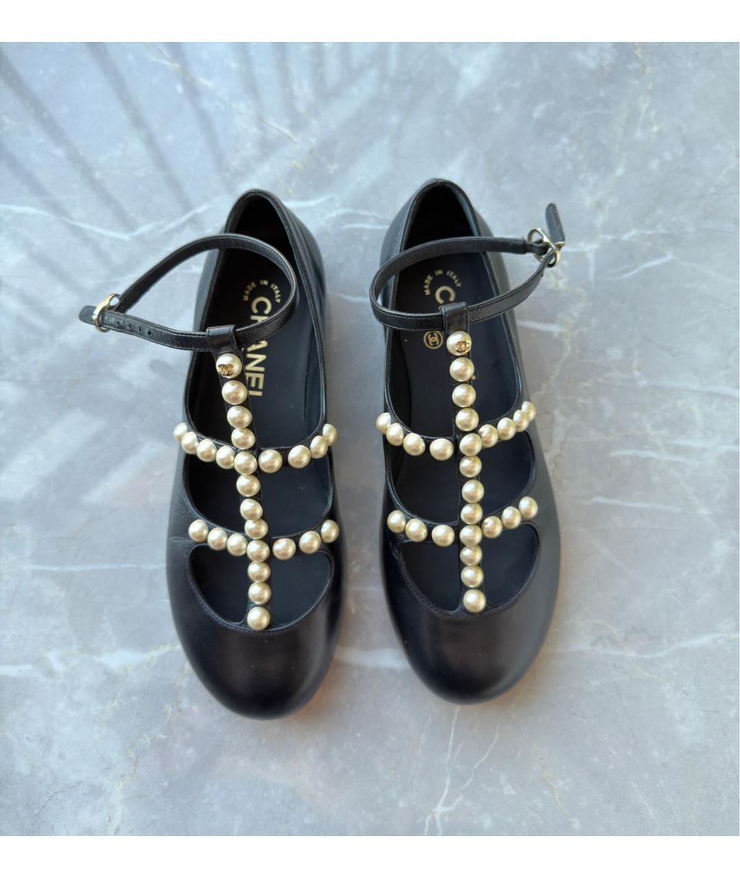 CHANEL Черные кожаные балетки, фото 2