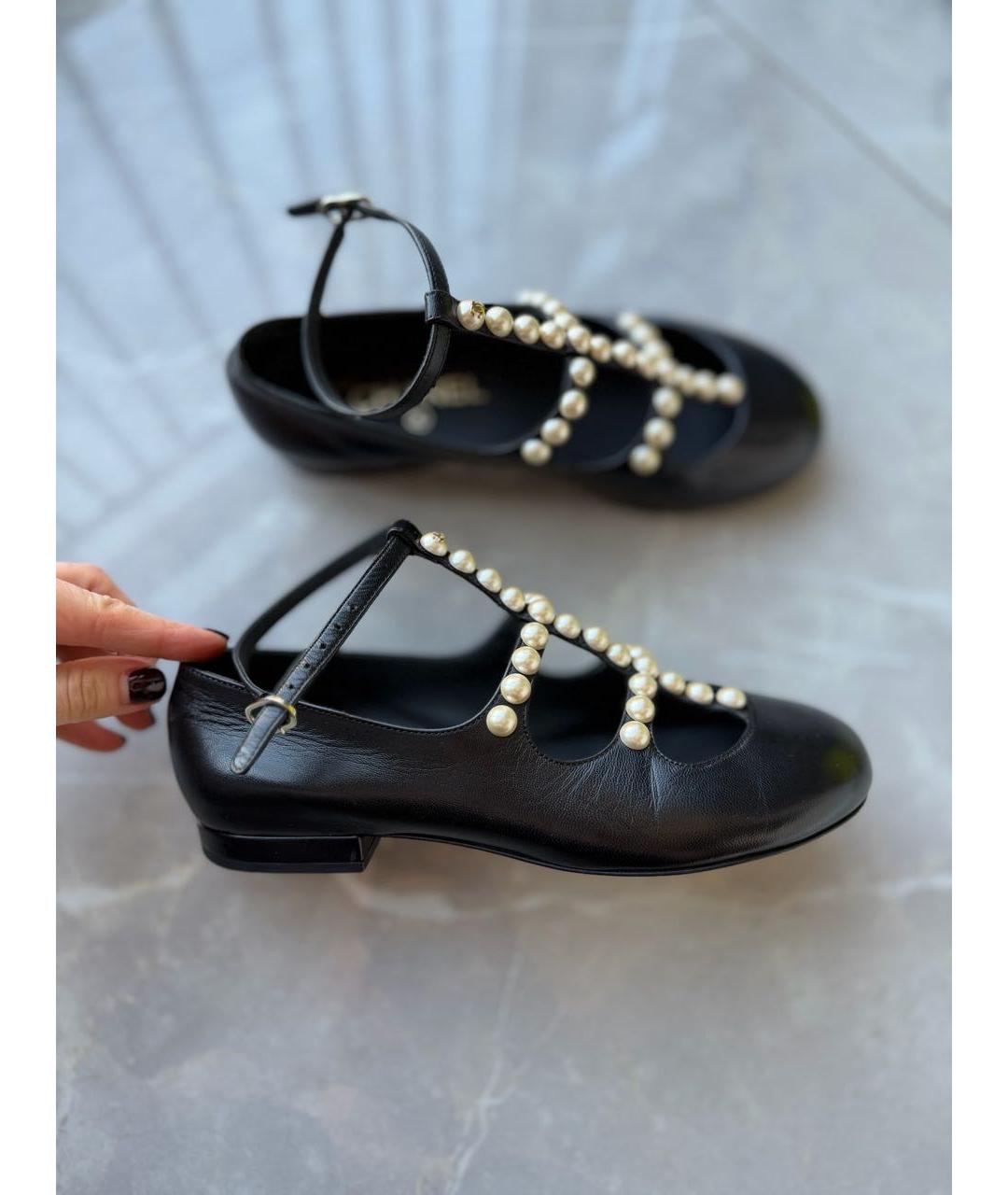 CHANEL Черные кожаные балетки, фото 9