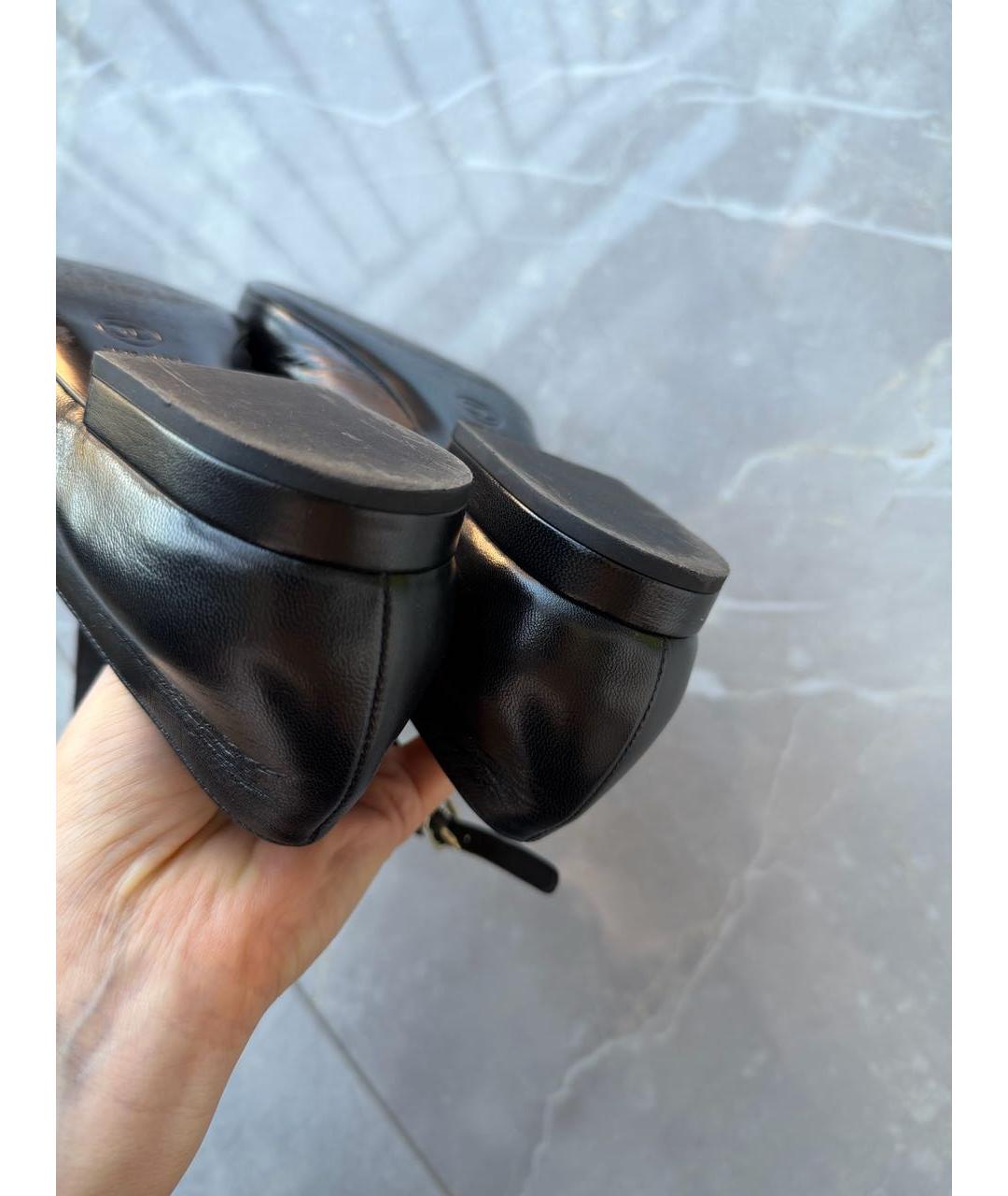 CHANEL Черные кожаные балетки, фото 5