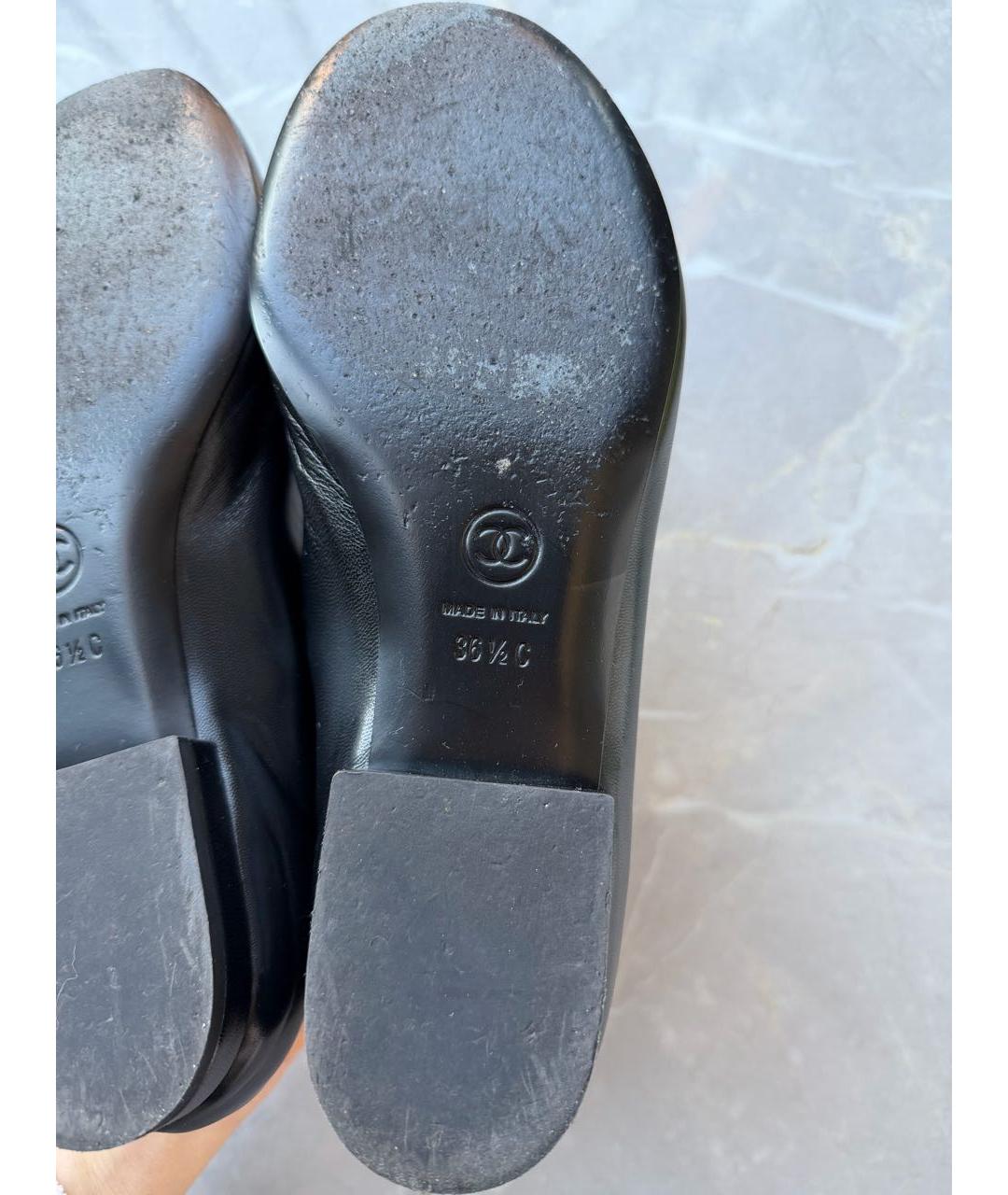 CHANEL Черные кожаные балетки, фото 4