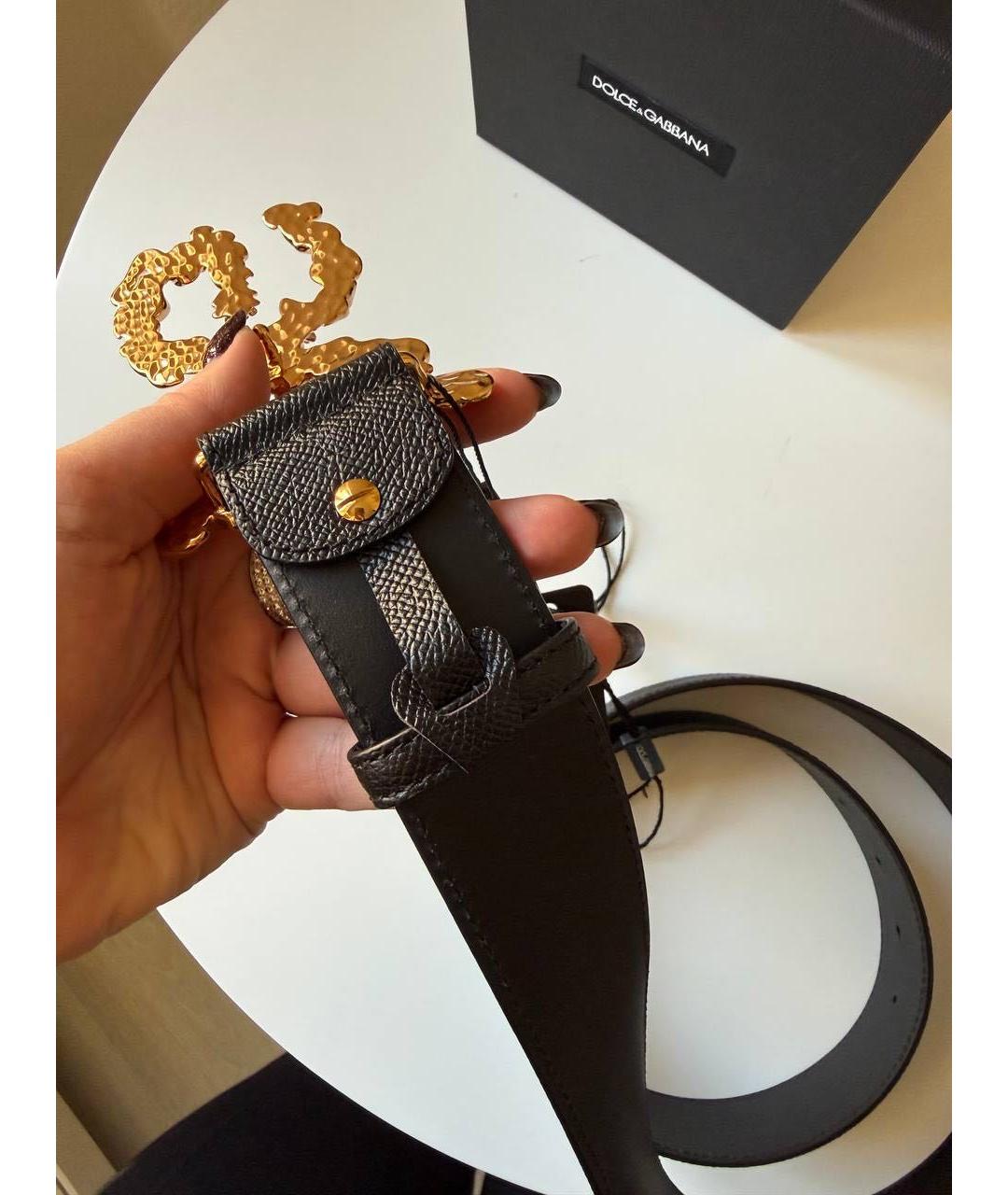 DOLCE&GABBANA Черный кожаный ремень, фото 2