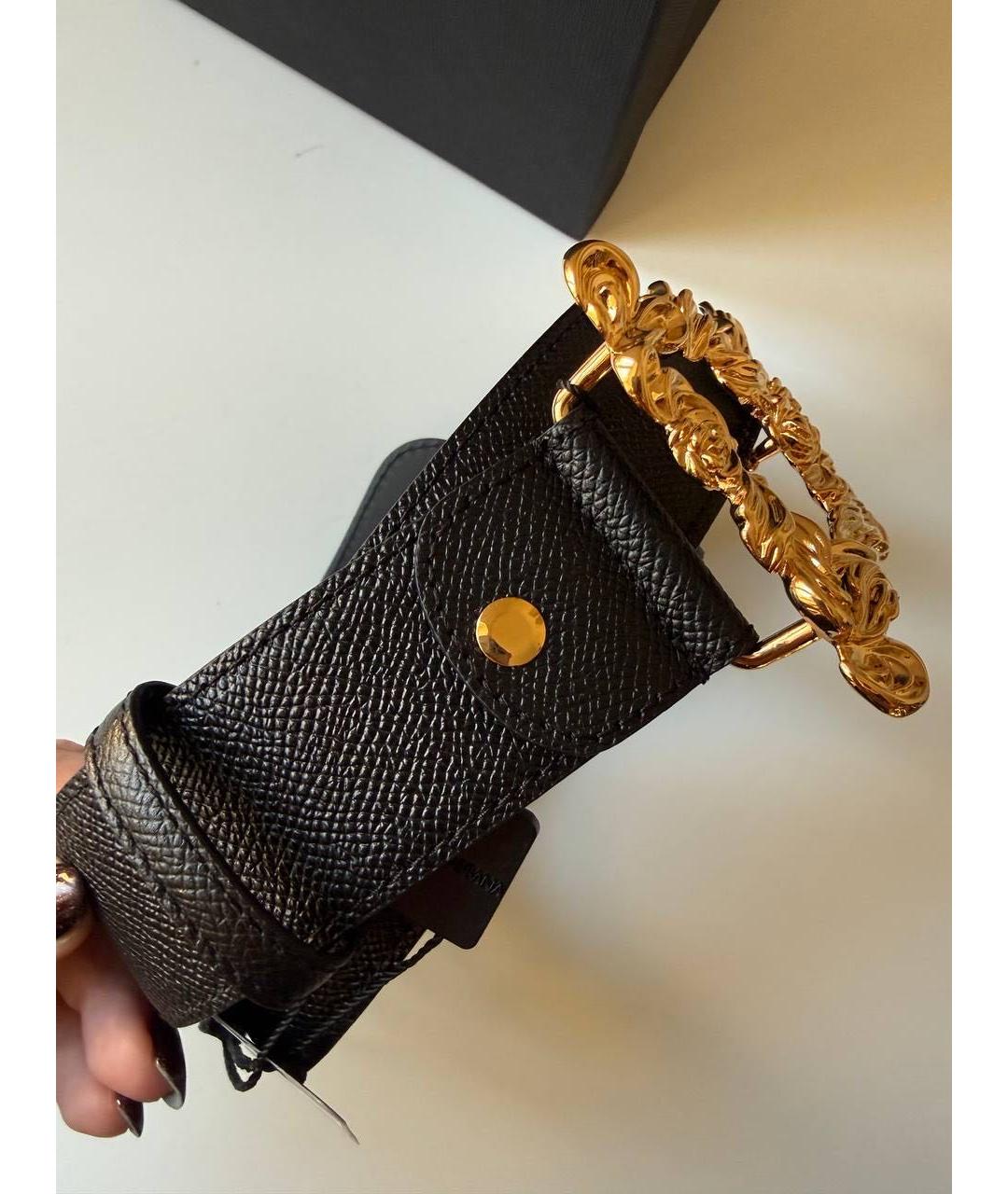 DOLCE&GABBANA Черный кожаный ремень, фото 3