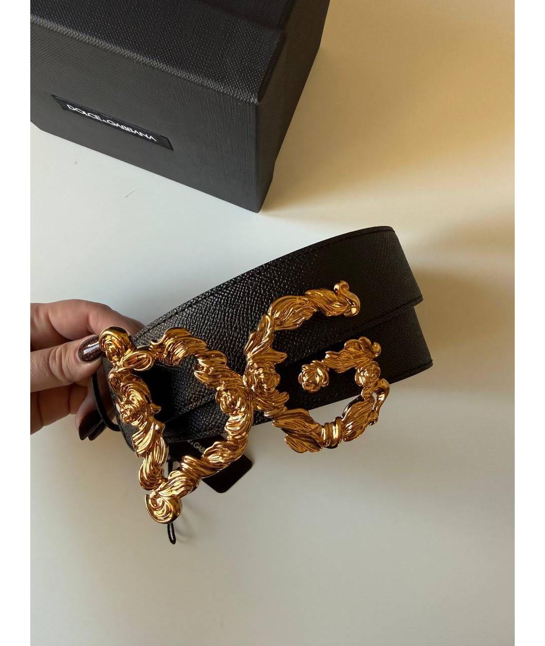 DOLCE&GABBANA Черный кожаный ремень, фото 6