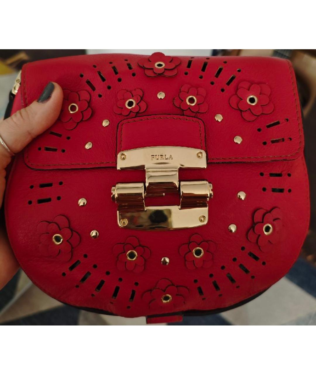 FURLA Красная кожаная сумка через плечо, фото 10