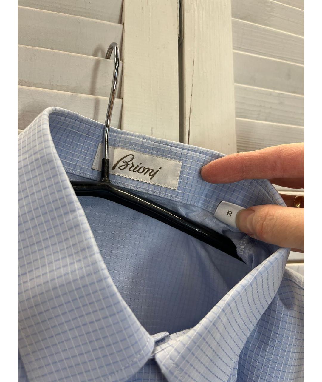 BRIONI Голубая хлопковая классическая рубашка, фото 2