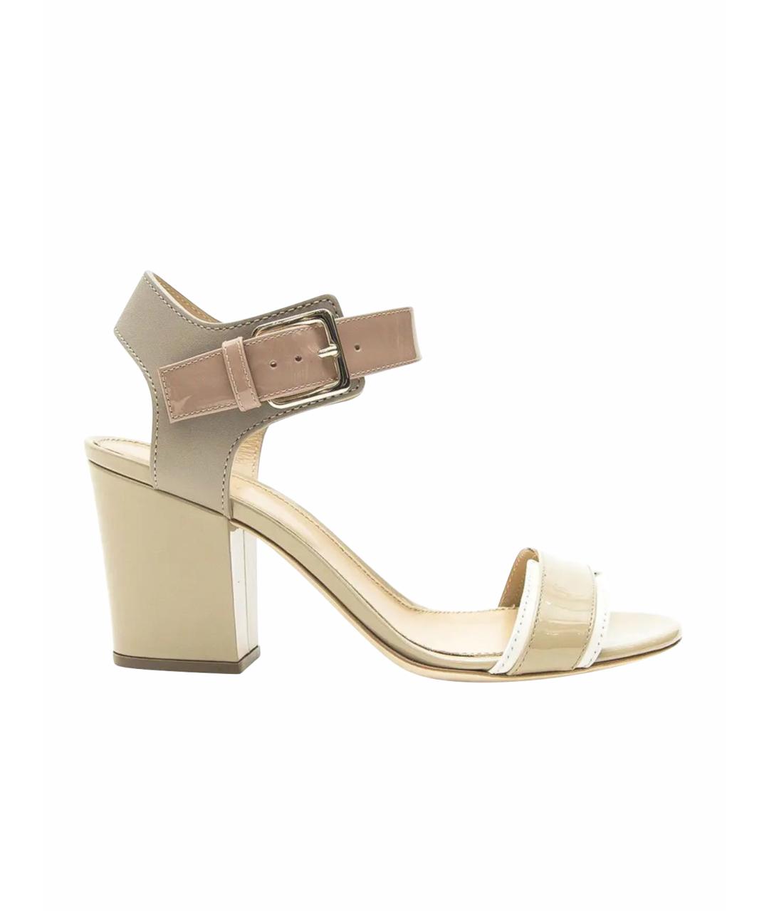 SERGIO ROSSI Бежевые кожаные босоножки, фото 1
