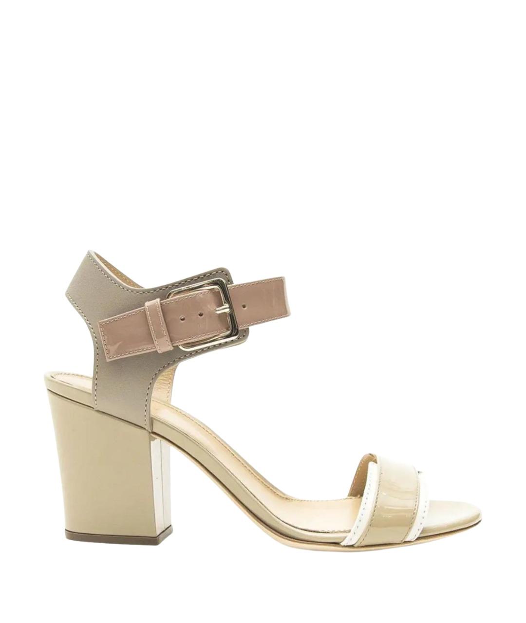 SERGIO ROSSI Бежевые кожаные босоножки, фото 2