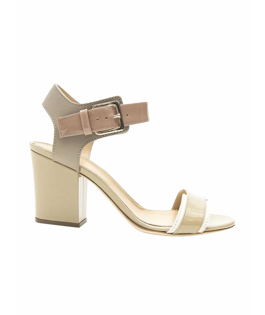 SERGIO ROSSI Бежевые кожаные босоножки, фото 8