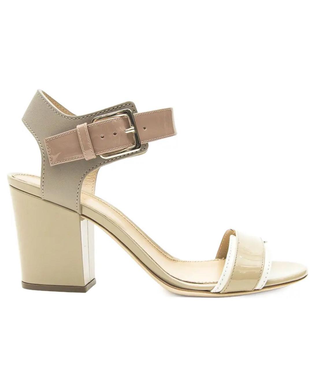 SERGIO ROSSI Бежевые кожаные босоножки, фото 7