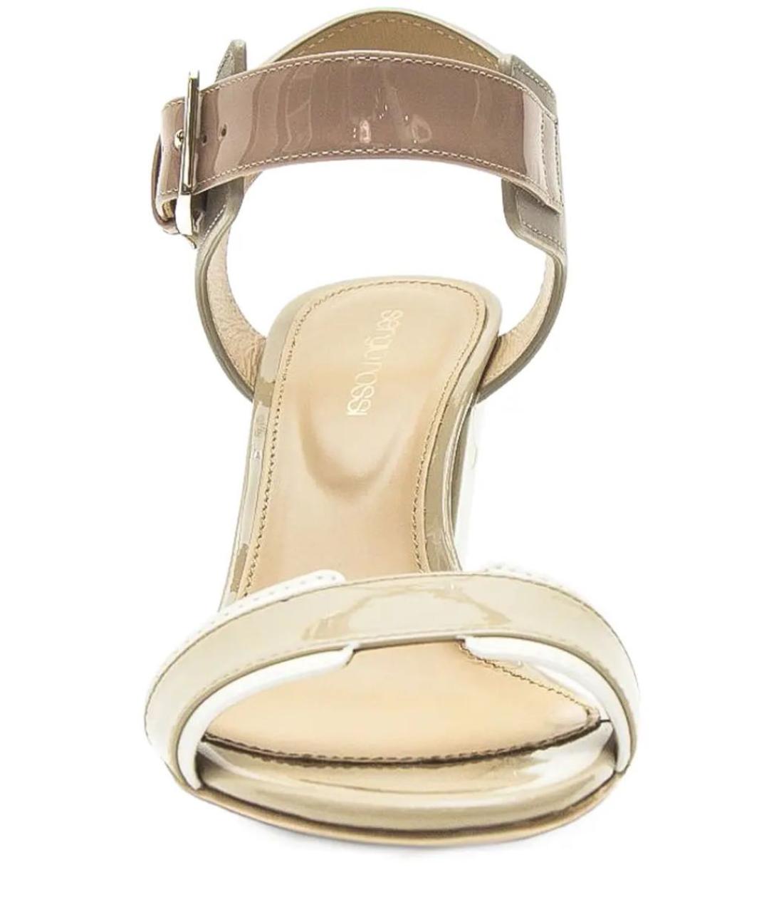 SERGIO ROSSI Бежевые кожаные босоножки, фото 4