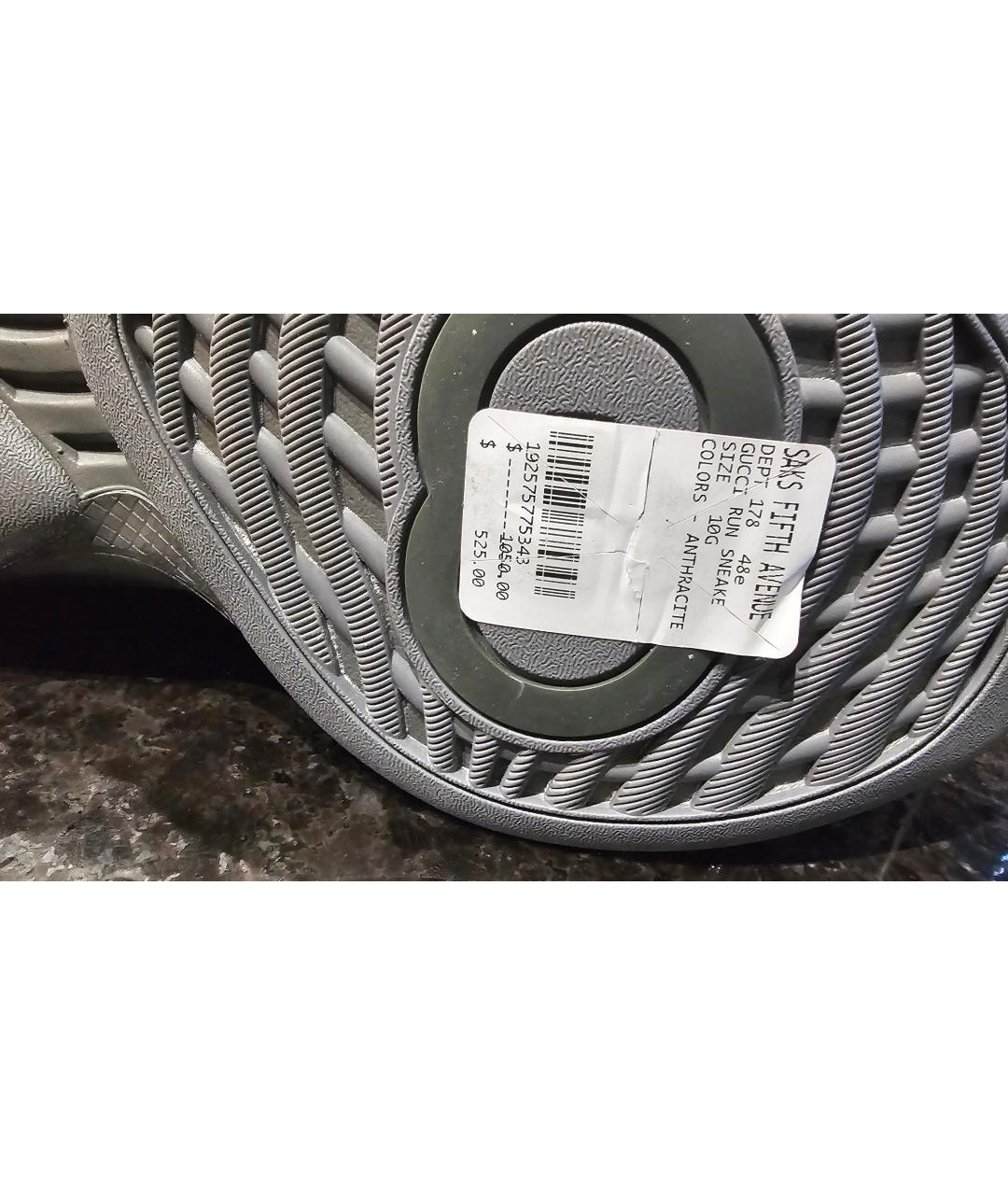 GUCCI Антрацитовые кожаные низкие кроссовки / кеды, фото 7